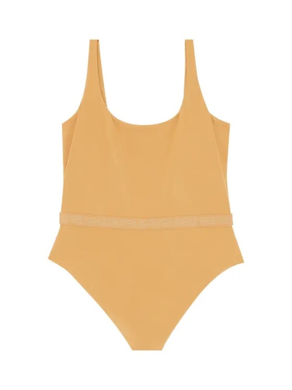 Versace Scoop Neck One Piece Bodysuit in Mustard Yellow